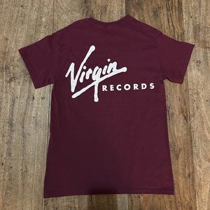 Virgin Records T-Shirt Size Small 100% Cotton Classic Apparel Maroon Red White